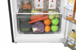 Vista lateral del refrigerador Midea MDRT346MTM28COD color negro